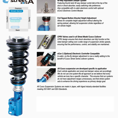 Cusco 2023+ Toyota GR Corolla (GZEA14H) AWD Street Zero-A 40-Way Adj Coilover Kit