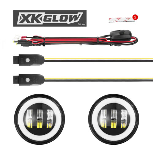 Alternative view of XK Glow 4In Black RGB LED Jeep Wrangler Fog Light XKchrome Bluetooth App Controlled Kit