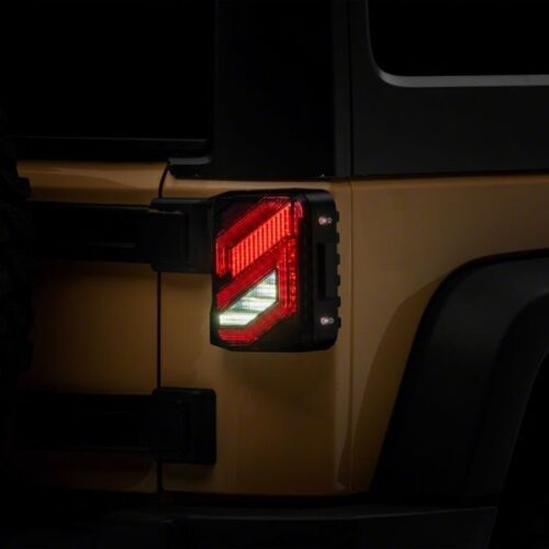 Raxiom for 2007-2018 Jeep Wrangler JK Axial Series Trident LED Tail Lights- Black Housing (Smoked Lens) - Image 6