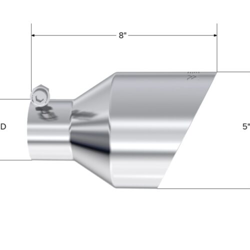 MBRP T304 SS Tip 2.5in ID, 5in OD Out, 8in Length, Angle Cut, Dual Wall - Image 2