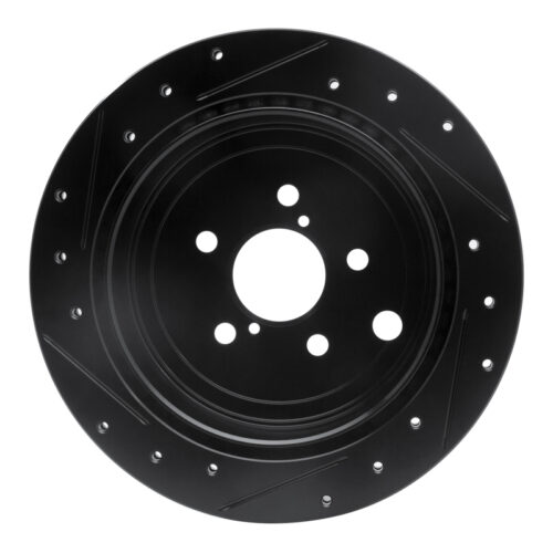 R1 Concepts for 10-25 Scion FR-S Rear Right Drilled & Slotted Black Brake Rotor - Image 5