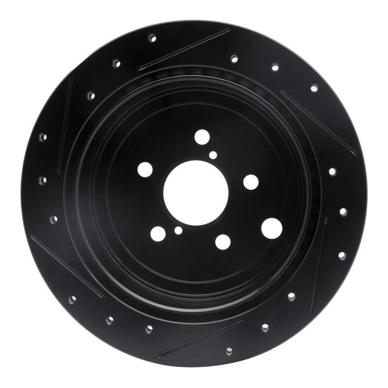 R1 Concepts for 10-25 Scion FR-S Rear Right Drilled & Slotted Black Brake Rotor - Image 5