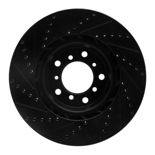 R1 Concepts for 01-06 BMW M3 Left Front Drilled & Slotted Black Brake Rotor - Image 5