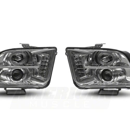 Raxiom for 2005-2009 Ford Mustang Excluding GT500 LED Halo Projector Headlights- Chrome Housing (Clear Lens) - Image 6