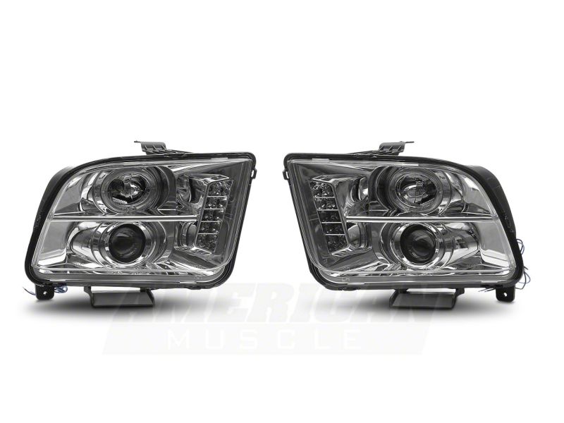 Raxiom for 2005-2009 Ford Mustang Excluding GT500 LED Halo Projector Headlights- Chrome Housing (Clear Lens) - Image 6