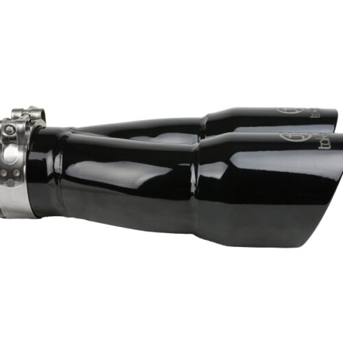 aFe Power Takeda 2.5in 304 Stainless Steel Clamp-on Exhaust Tip 2.5in Inlet 3in Dual Outlet - Black - Image 4