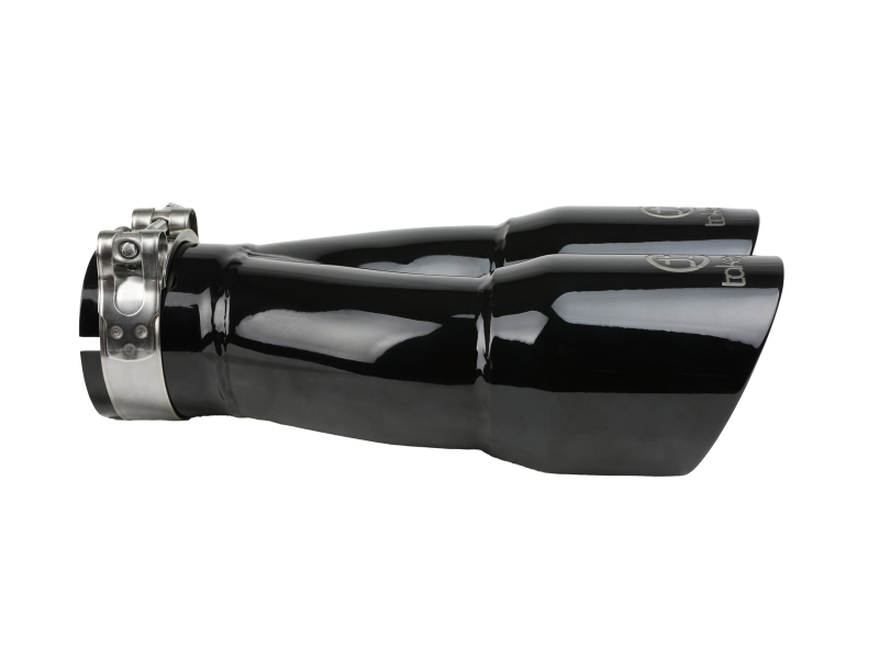 aFe Power Takeda 2.5in 304 Stainless Steel Clamp-on Exhaust Tip 2.5in Inlet 3in Dual Outlet - Black - Image 4