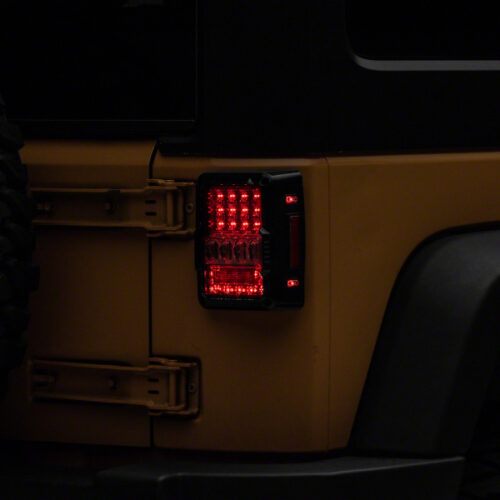 Raxiom for 2007-2018 Jeep Wrangler JK Axial Series Lux LED Tail Lights- Black Housing (Clear Lens)