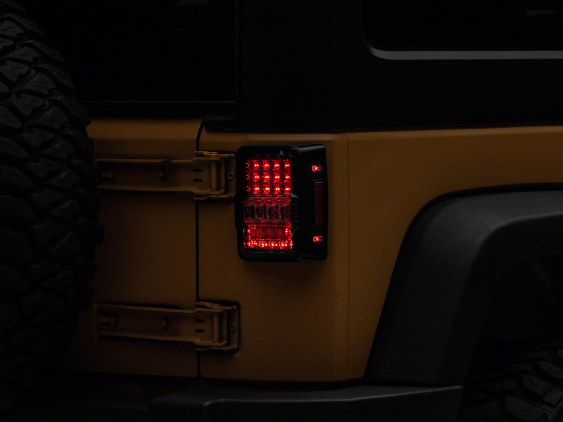 Raxiom for 2007-2018 Jeep Wrangler JK Axial Series Lux LED Tail Lights- Black Housing (Clear Lens)