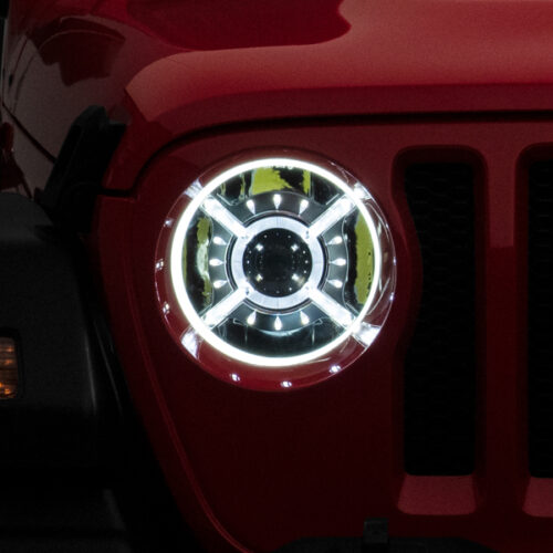Raxiom for 2018-2022 Jeep Wrangler JL/ JT 9-Inch LED Headlights w/ DRL and Halo- Black Housing (Clear Lens) - Image 4