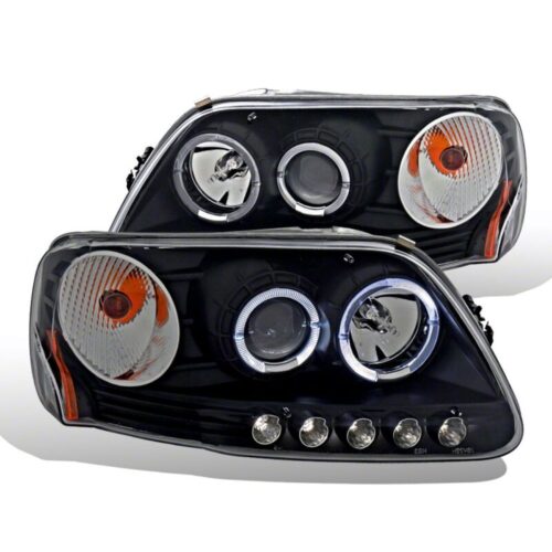 Raxiom for 1997-2003 Ford F-150 LED Halo Projector Headlights- Black Housing- Clear Lens