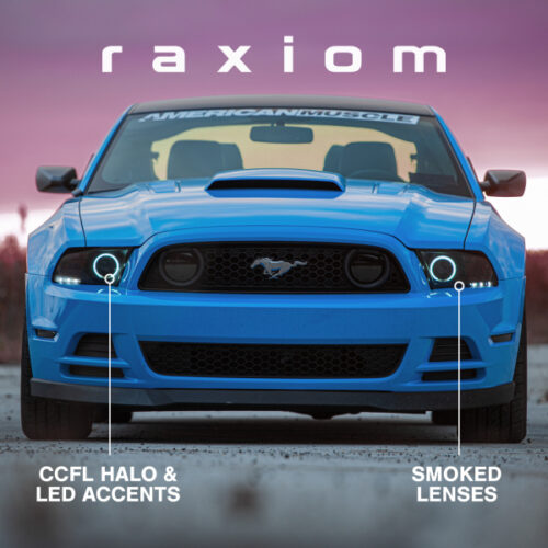 Raxiom for 2013-2014 Ford Mustang w/ Factory HIDLED Halo Projector Headlights- Black Housing (Smoked Lens) - Image 5