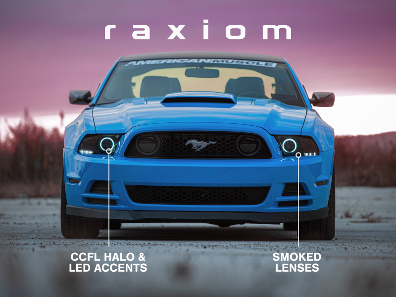 Raxiom for 2013-2014 Ford Mustang w/ Factory HIDLED Halo Projector Headlights- Black Housing (Smoked Lens) - Image 5