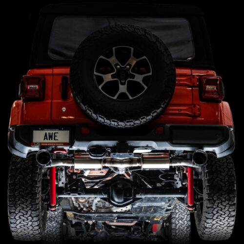 AWE Tuning Axle-Back Dual Exhaust - Diamond Black Tips for 2018+ Jeep Wrangler JL/JLU Tread Edition - Image 4