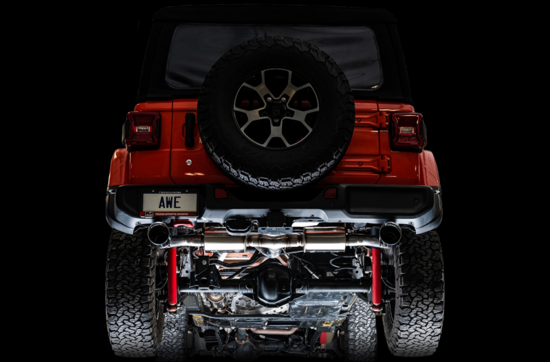 AWE Tuning Axle-Back Dual Exhaust - Diamond Black Tips for 2018+ Jeep Wrangler JL/JLU Tread Edition - Image 4