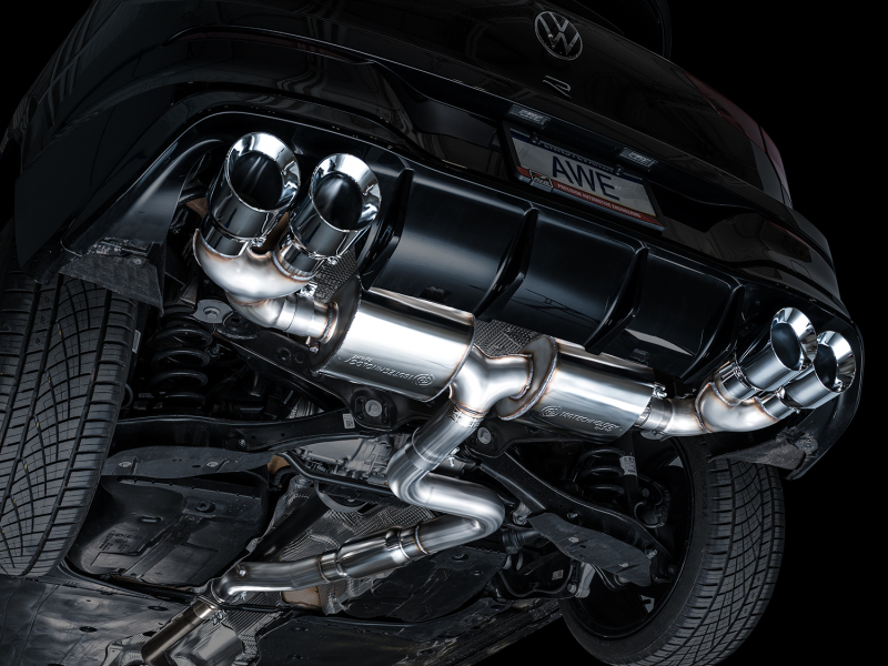 AWE Tuning Touring Edition Quad Exhaust - Chrome Silver Tips for MK8 Volkswagen Golf R 3in - Image 2