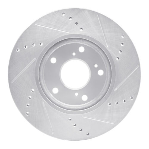 R1 Concepts for 16-25 Honda Civic Coupe Front Left Drilled & Slotted Silver Brake Rotor - Image 5