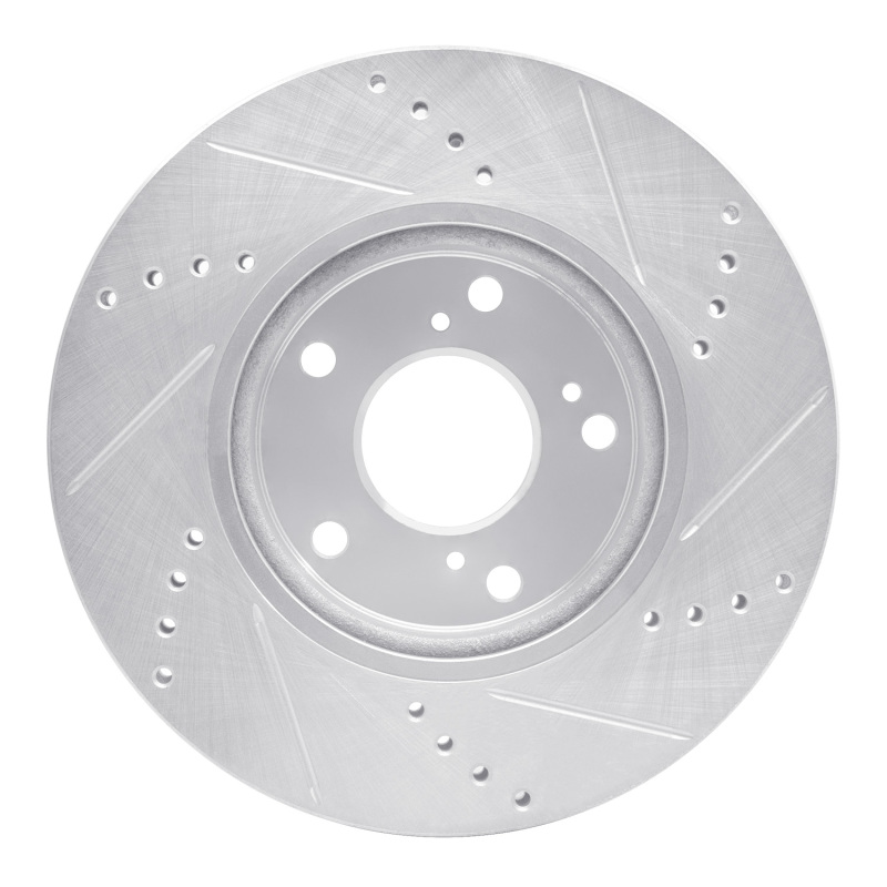 R1 Concepts for 16-25 Honda Civic Coupe Front Left Drilled & Slotted Silver Brake Rotor - Image 5