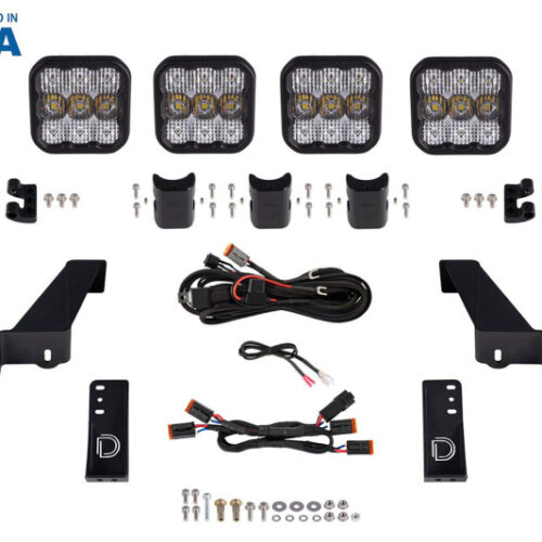 Diode Dynamics Jeep JL SS5 4-Pod CrossLink Grille Lightbar Kit Pro - White Combo - Image 8