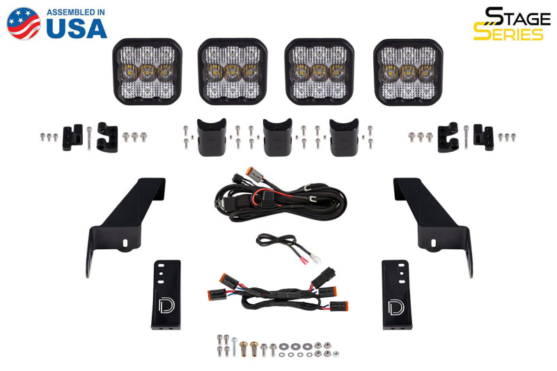 Diode Dynamics Jeep JL SS5 4-Pod CrossLink Grille Lightbar Kit Pro - White Combo - Image 8