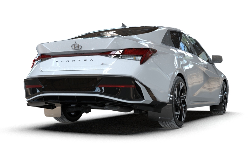 Rally Armor 24-26 Hyundai Elantra N/N Line Black Mud Flap w/White Logo - Image 2