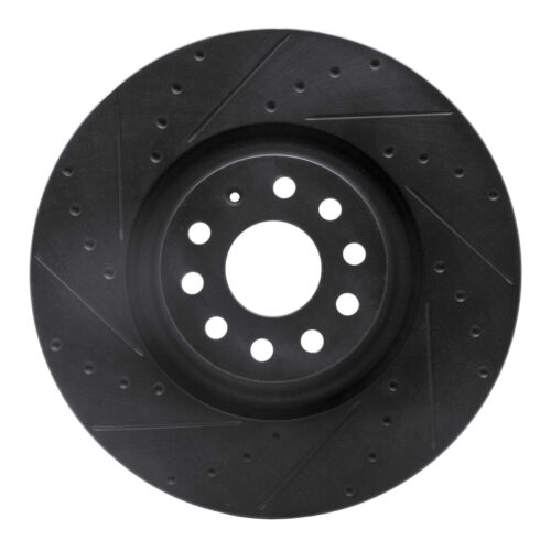 R1 Concepts for 2022+ Volkswagen GTI Mk 8 Front Left Drilled & Slotted Black Brake Rotor