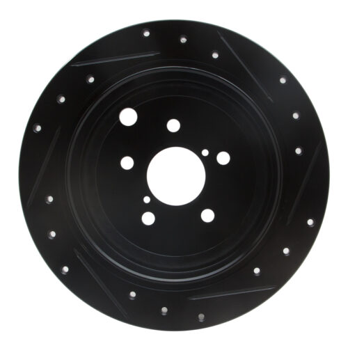 R1 Concepts for 08-15 Subaru Forester Rear Left Drilled & Slotted Black Brake Rotor - Image 5