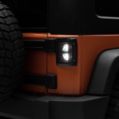 Raxiom for 2007-2018 Jeep Wrangler JK Axial Series Vision LED Tail Lights- Black Housing (Smoked Lens) - Image 3