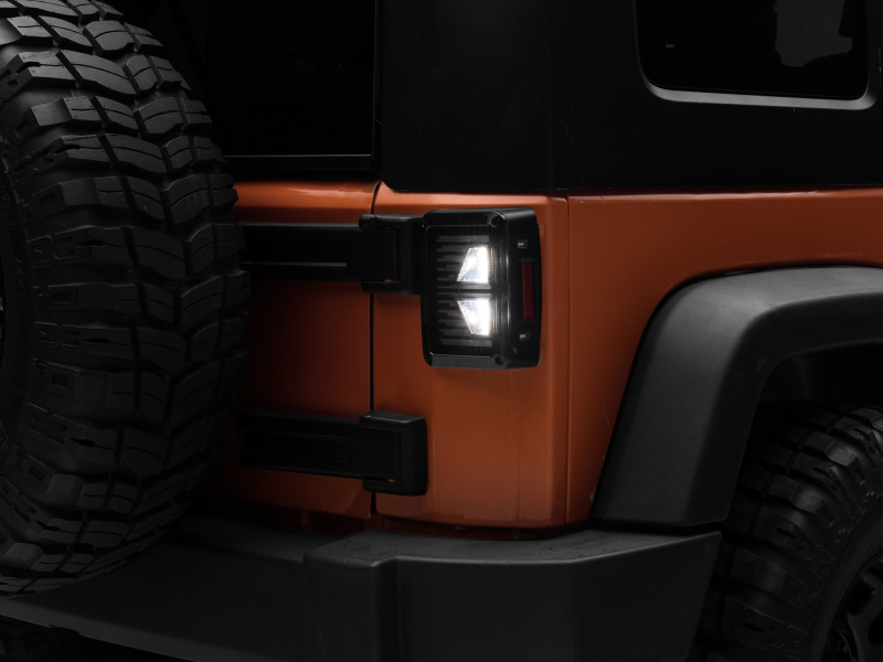 Raxiom for 2007-2018 Jeep Wrangler JK Axial Series Vision LED Tail Lights- Black Housing (Smoked Lens) - Image 3