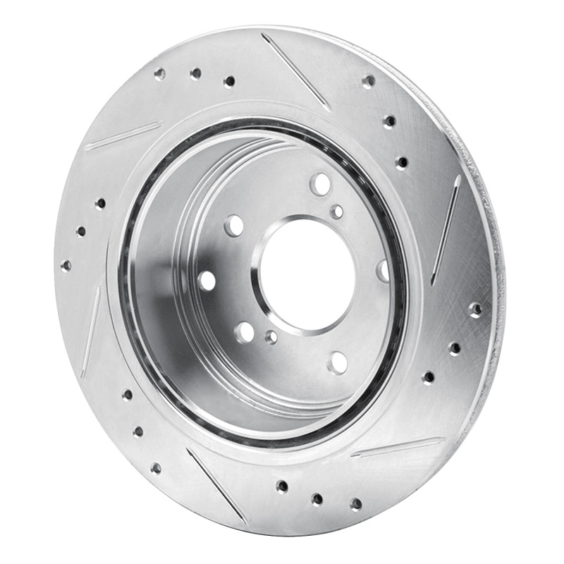 R1 Concepts for 89-96 Nissan 300ZX Turbo Rear Left Drilled & Slotted Silver Brake Rotor - Image 4