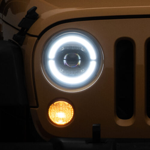 Raxiom for 2007-2018 Jeep Wrangler JK Axial Series LED Headlights- Black Housing (Clear Lens) - Image 3