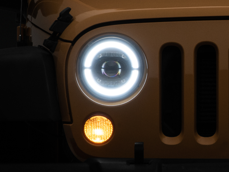 Raxiom for 2007-2018 Jeep Wrangler JK Axial Series LED Headlights- Black Housing (Clear Lens) - Image 3