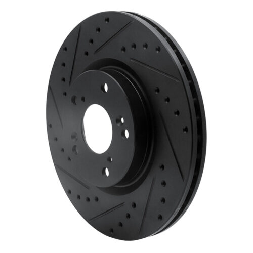 Alternative view of R1 Concepts for 02-15 Acura CSX Front Left Drilled & Slotted Black Brake Rotor