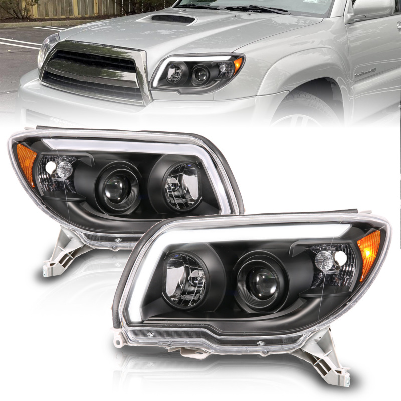 ANZO 06-09 Toyota 4 Runner Projector Headlights Plank Style - Black - Image 7