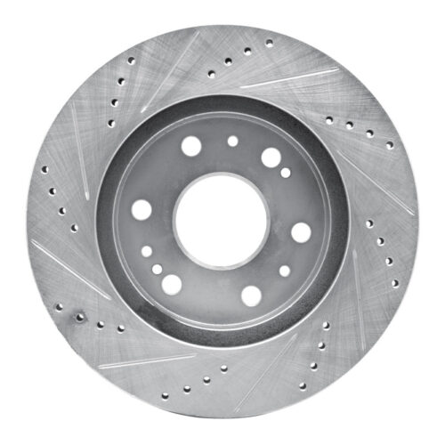 R1 Concepts for 05-19 Chevrolet Silverado 1500 Front Right Drilled & Slotted Silver Brake Rotor - Image 5