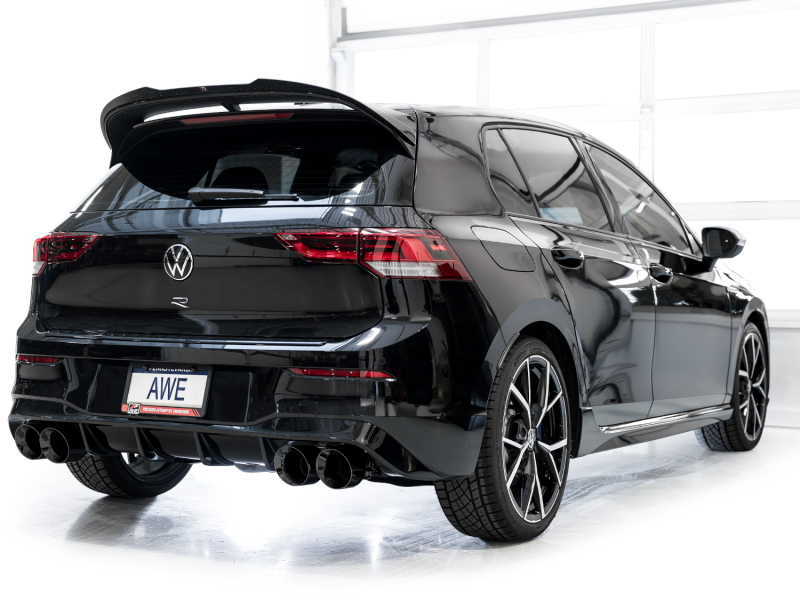 AWE Tuning Touring Edition Quad Exhaust - Diamond Black Tips for MK8 Volkswagen Golf R 3in - Image 5