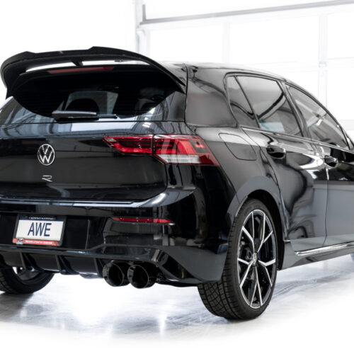 AWE Tuning Track Edition Quad Exhaust - Diamond Black Tips for MK8 Volkswagen Golf R 3in - Image 5