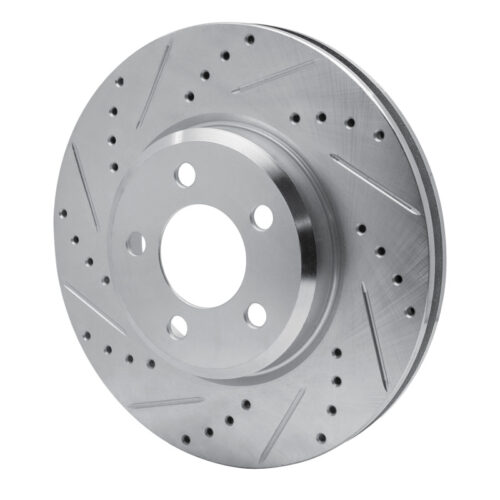 Alternative view of R1 Concepts for 09-23 Dodge Challenger Front Left Drilled & Slotted Silver Brake Rotor