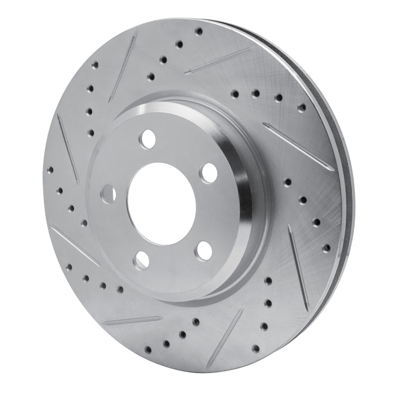 R1 Concepts for 09-23 Dodge Challenger Front Left Drilled & Slotted Silver Brake Rotor - Image 2