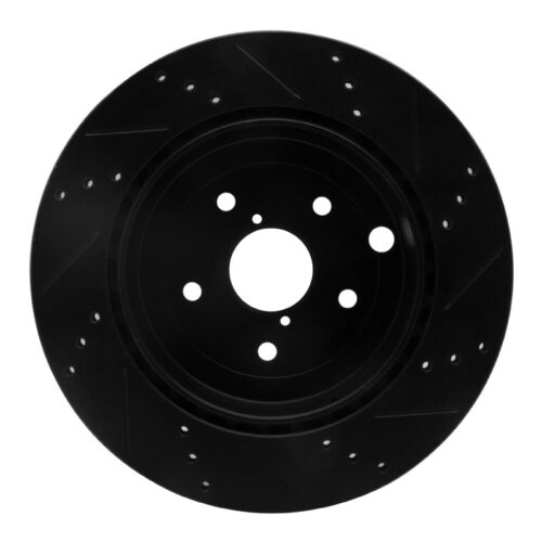R1 08-20 Subaru WRX Rear Left Drilled & Slotted Black Brake Rotor - Image 5