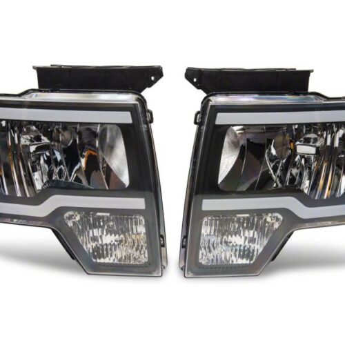 Raxiom for 2009-2014 Ford F-150 Axial Series Headlights w/ LED Bar- Black Housing (Clear Lens) - Image 10