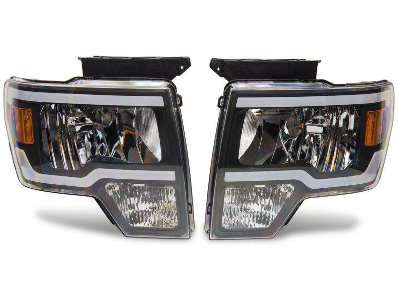 Raxiom for 2009-2014 Ford F-150 Axial Series Headlights w/ LED Bar- Black Housing (Clear Lens) - Image 10