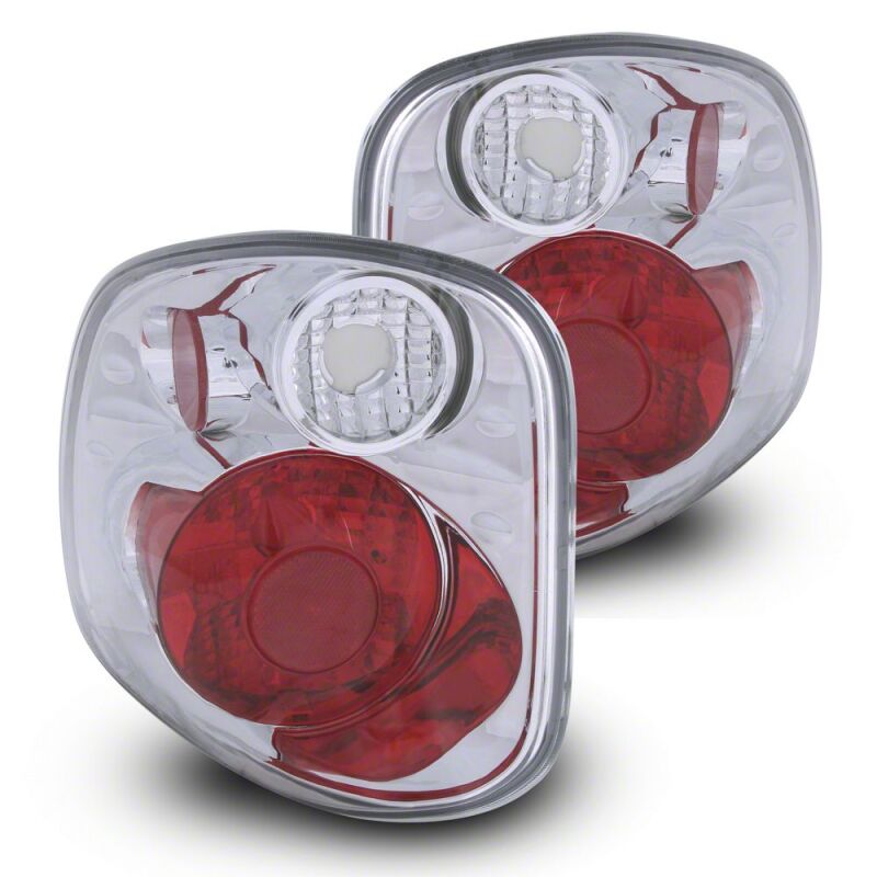 Raxiom for 2001-2003 Ford F-150 Flareside Axial Series Version 2 Tail Lights- Chrome - Red/Clear Lens