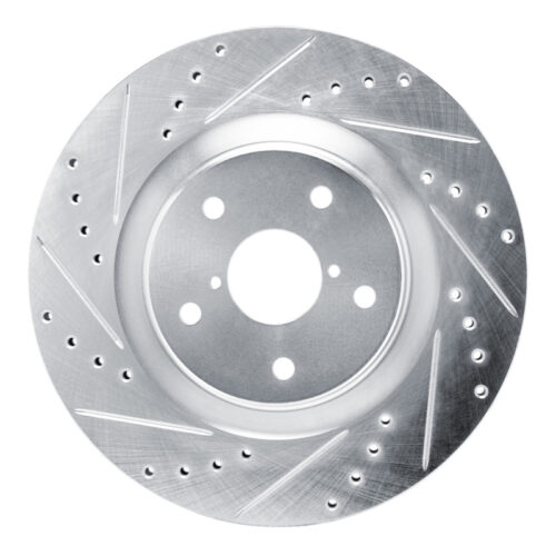 R1 Concepts for 2020-2025 Subaru WRX Front Left Drilled & Slotted Silver Brake Rotor