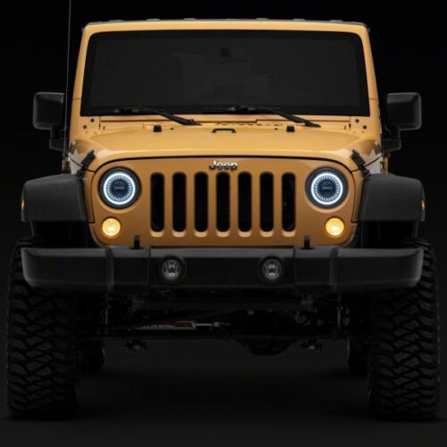 Raxiom for 2007-2018 Jeep Wrangler JK Axial Series 7-In Dragon Eye LED Headlights- Blk Housing (Clear Lens) - Image 4
