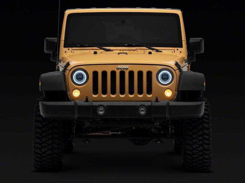 Raxiom for 2007-2018 Jeep Wrangler JK Axial Series 7-In Dragon Eye LED Headlights- Blk Housing (Clear Lens) - Image 4
