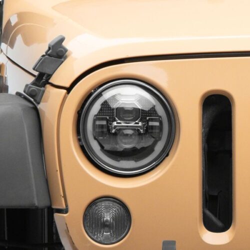 Raxiom for 2007-2018 Jeep Wrangler Axial Series 7-Inch LED Headlights w DRL/ Black Housing - Clear Lens - Image 10