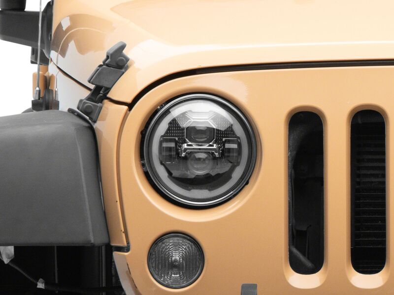 Raxiom for 2007-2018 Jeep Wrangler Axial Series 7-Inch LED Headlights w DRL/ Black Housing - Clear Lens - Image 10