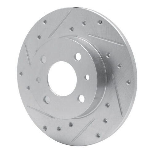 R1 Concepts for 2009-2019 Fiat 500 (USA/Canada) Rear Left Drilled & Slotted Silver Brake Rotor - Image 2