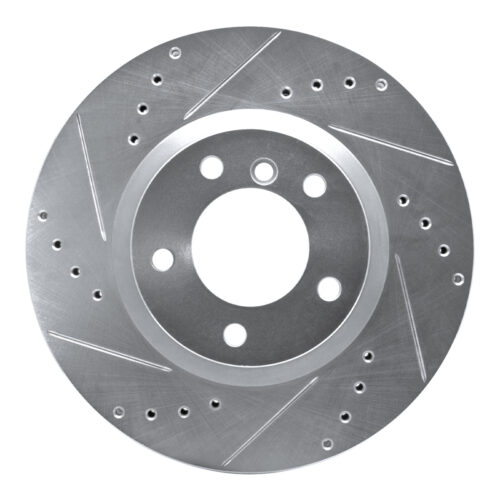R1 Concepts for 95-99 BMW M3 E36 Right Front Drilled & Slotted Silver Brake Rotor